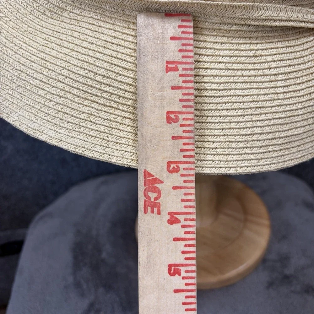 Flora Bella Bucket Hat Women One Size Cream Woven Straw Wide Brim Bow Summer Hat